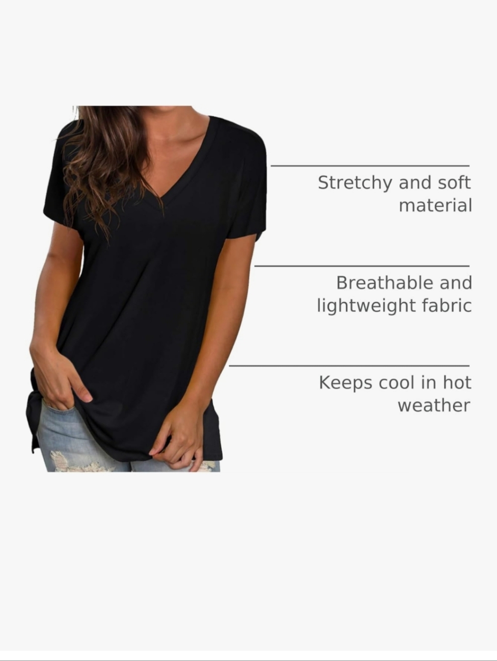 Classic Black V-Neck Women's Top XL 🆕 - Picture 3 of 7
